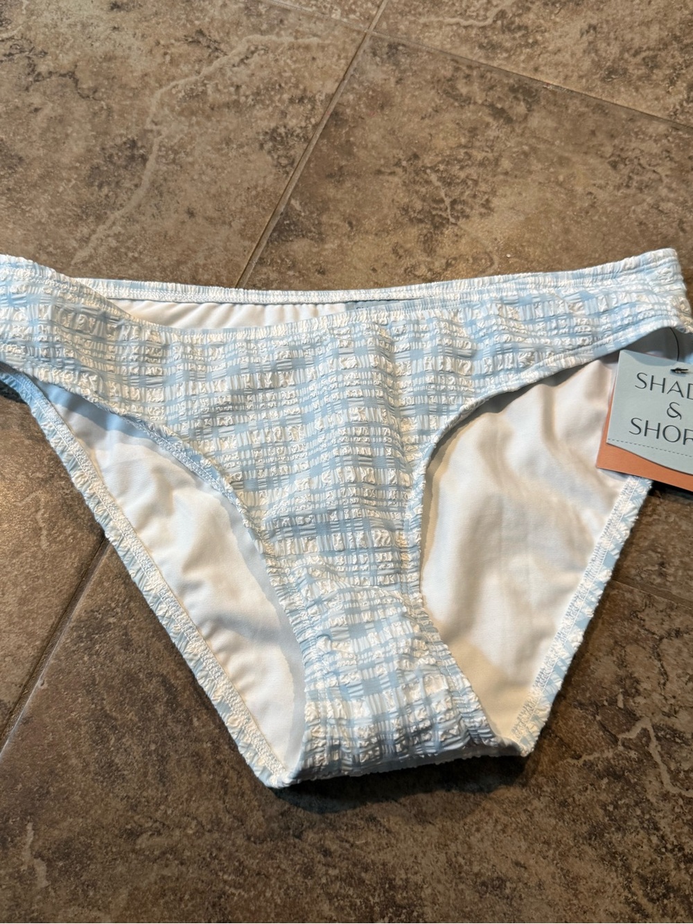 Shade & Shore Women's Light Blue Textured Bikini Bottom